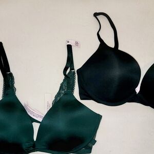 PINK Victoria's Secret Green and Black Bras for Comfort and Support